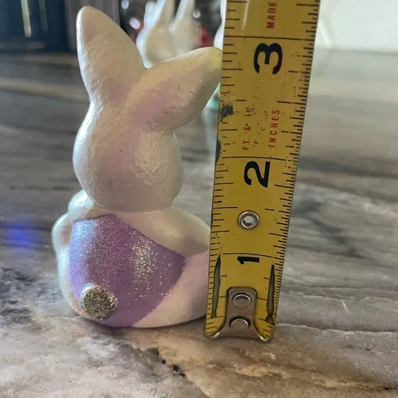 VTG SET OF 4 TINY HANDMADE CERAMIC EASTER BUNNIES - Picture 7 of 8